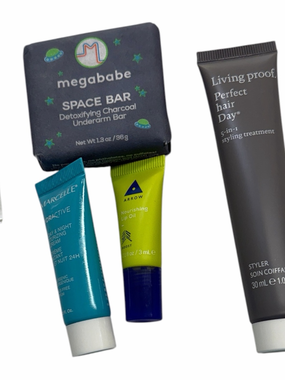 Beauty Bundle Megababe Space Bar Arrow Lip Oil Living Proof Marcelle